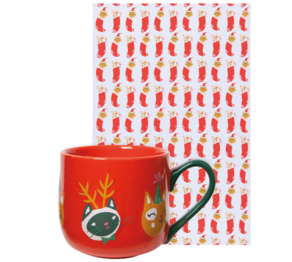 Let it Meow Mug + Dish Towel Set