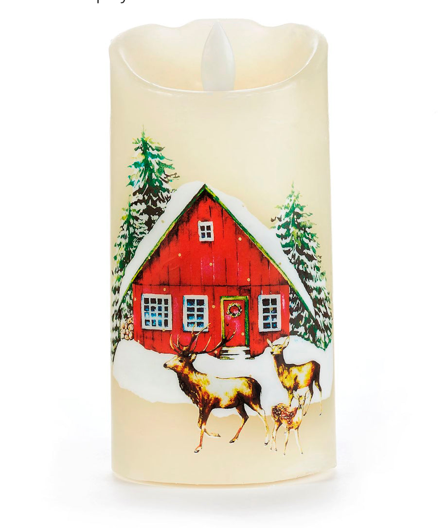 Reindeer Fiber Optic LED Candle w/Timer