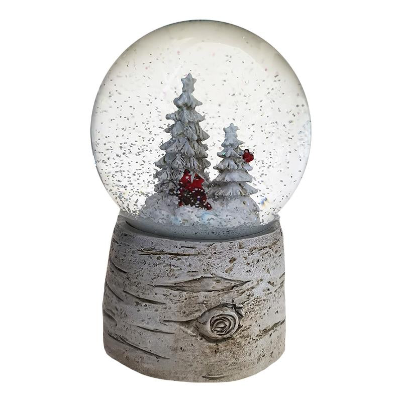 Light-Up + Motorized Cardinal Glass Snowglobe