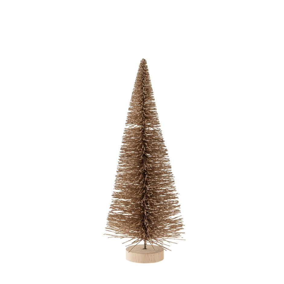 Tall Sm Bottle Brush Tree-Pale Gold Sparkle