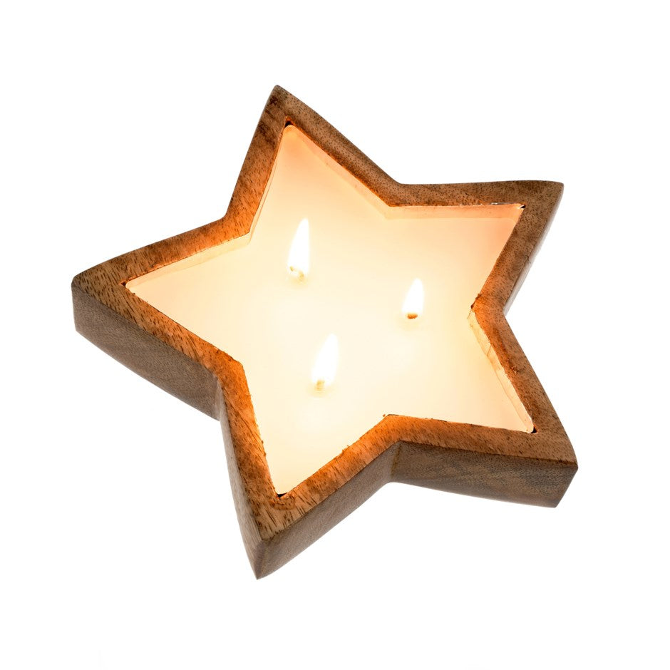 Wooden Star Candle- Amber Spruce