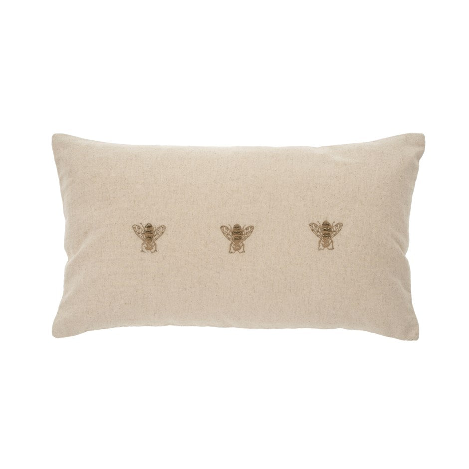 Embroidered Bee Lumbar Pillow