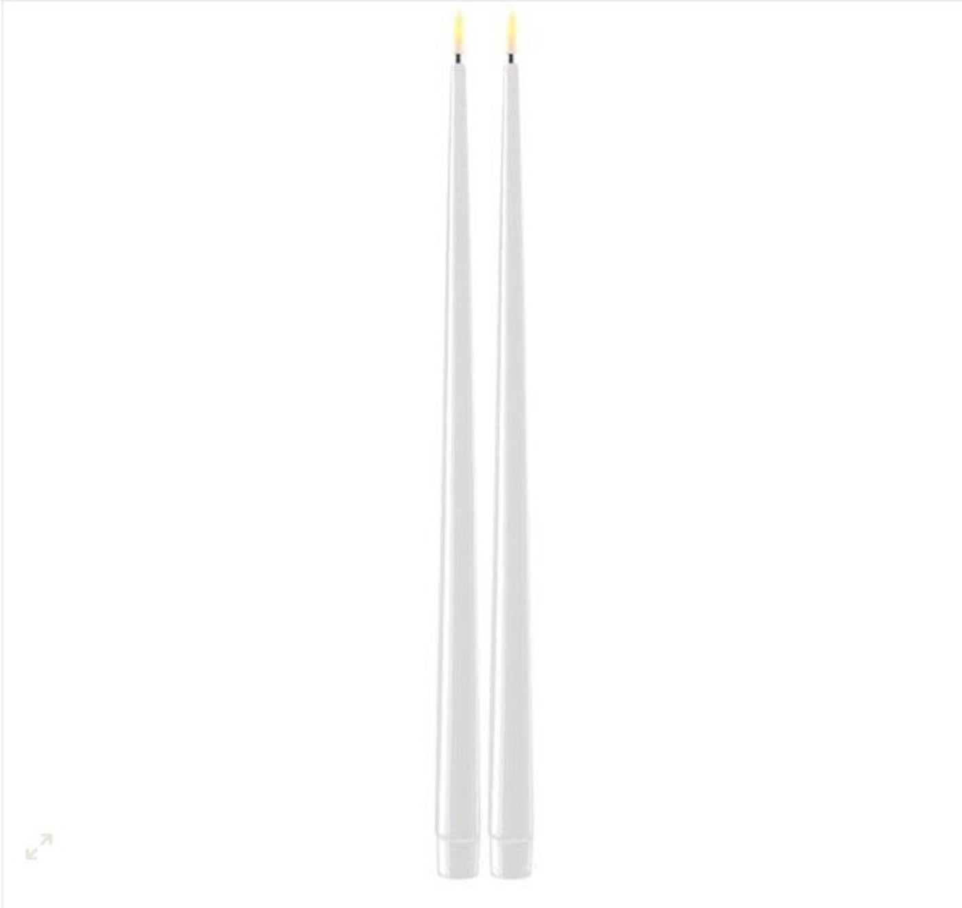 White Deluxe LED Shiny Taper Candle 2 Pack 15” AS IS