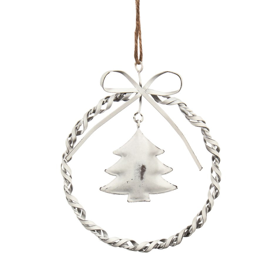 White Metal Wreath Ornament