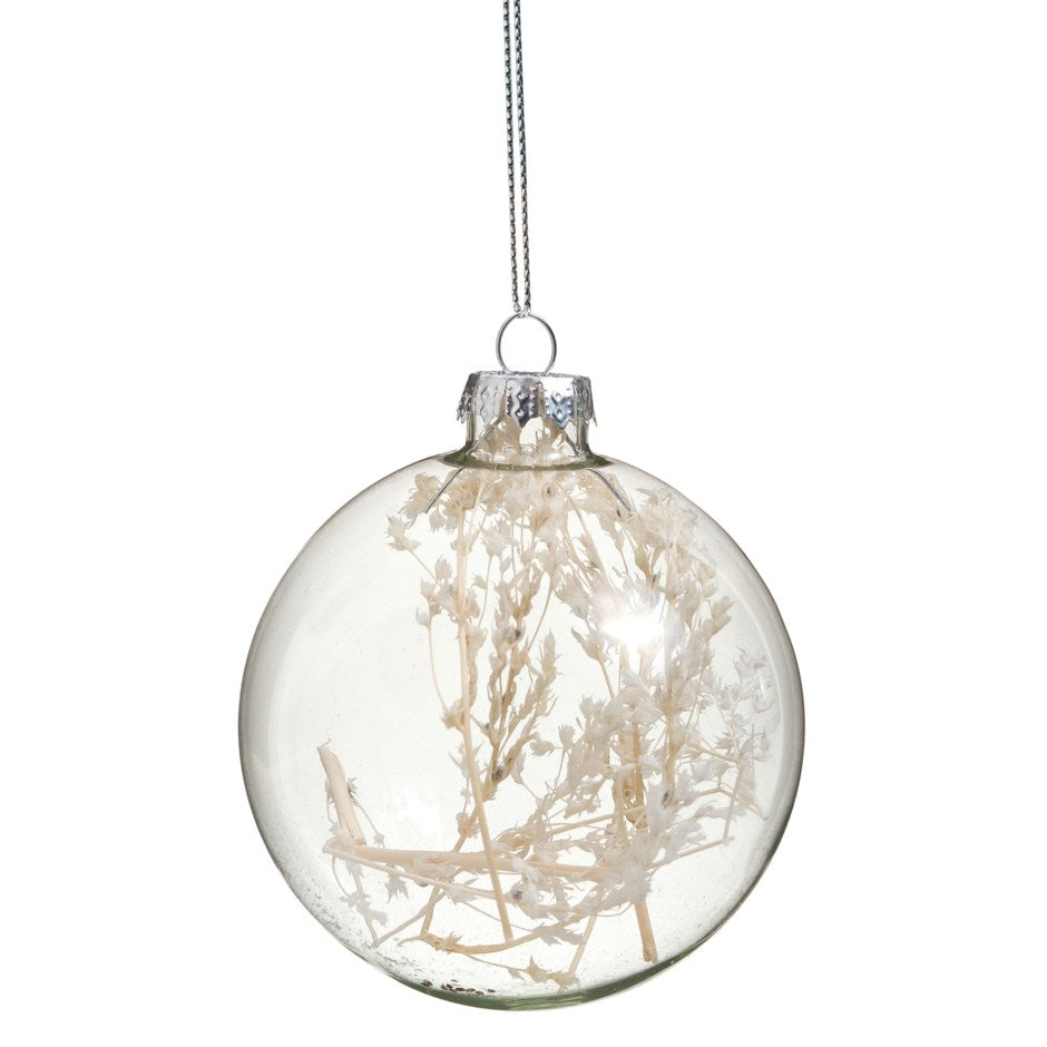 Dried Flower Clear Glass Ornament