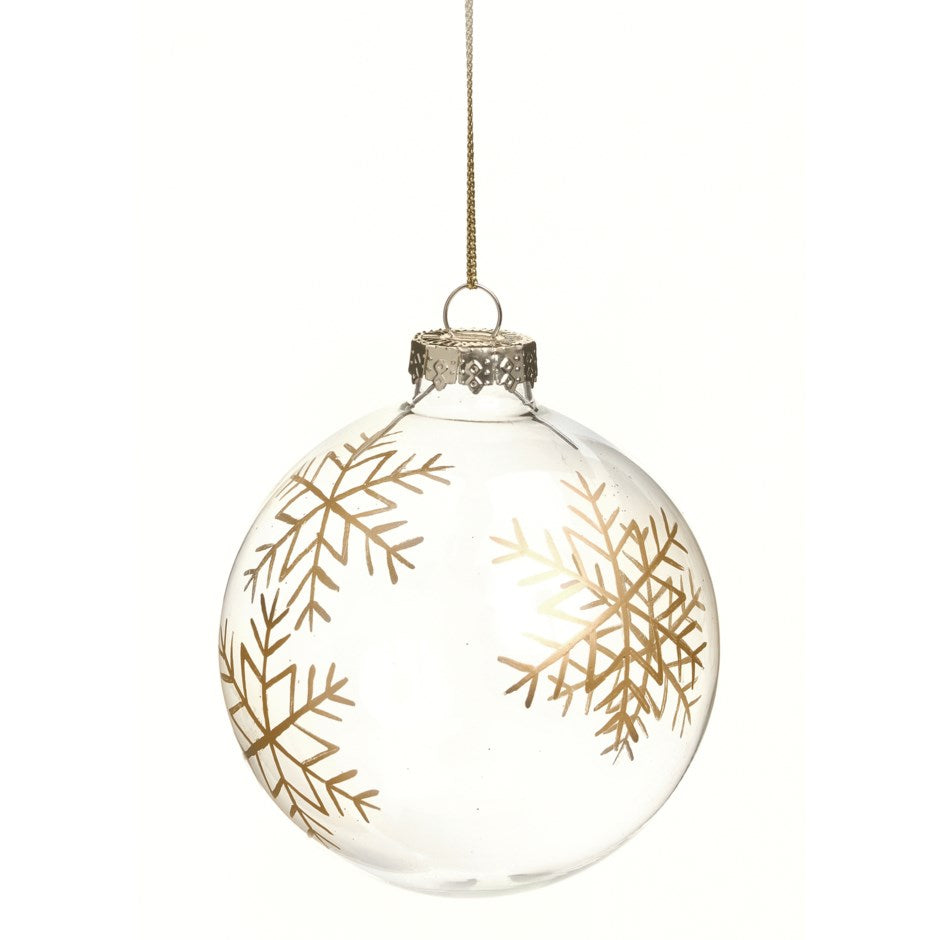 Clear Glass Gold Snowflake Ornament