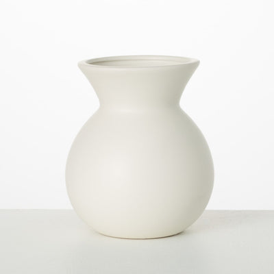Hourglass Matte White Vase