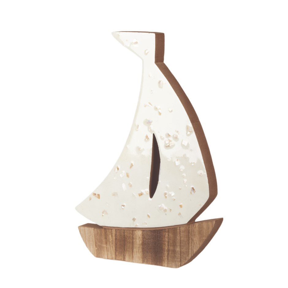 Natural Sailboat with Shell Specks