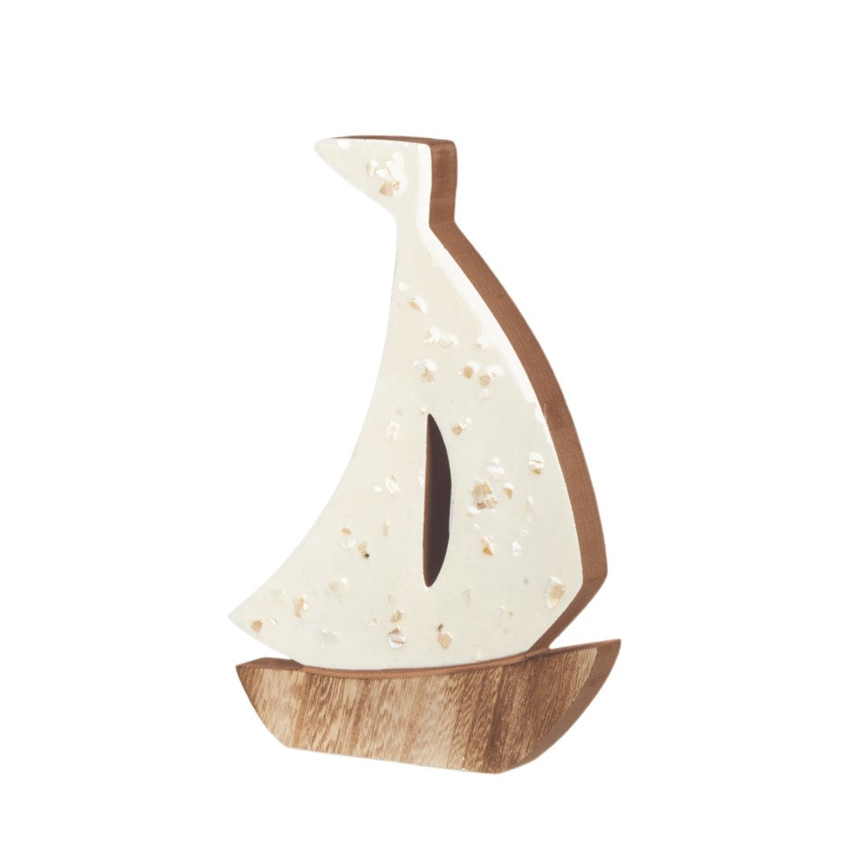 Natural Sailboat with Shell Specks