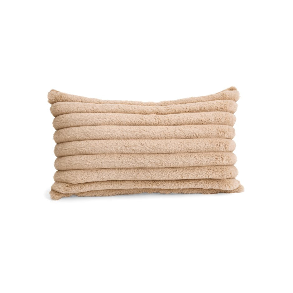 Faux Fur Rib Camel Lumbar Pillow Cover