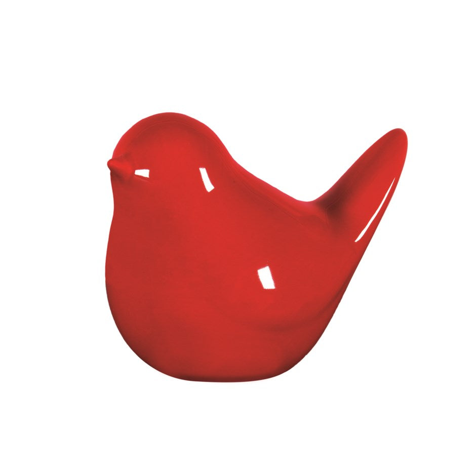 Red Ceramic Bird Figurine