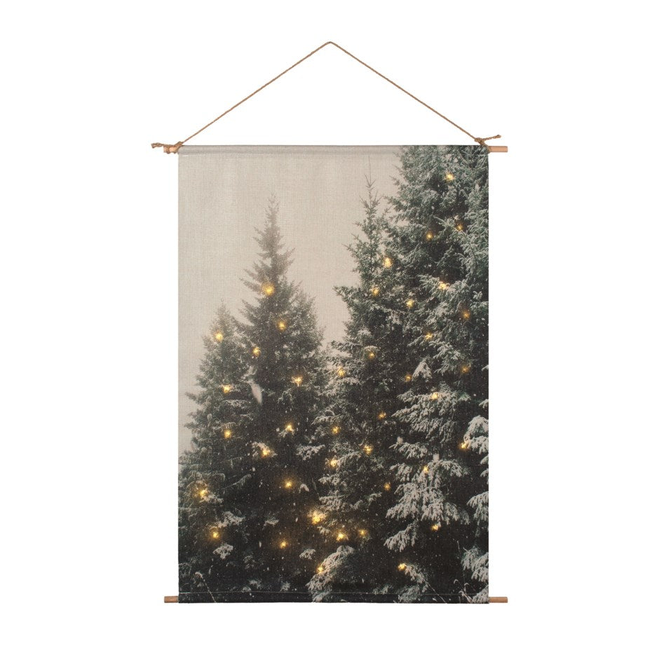 LED Snowy Trees Canvas Wall Art