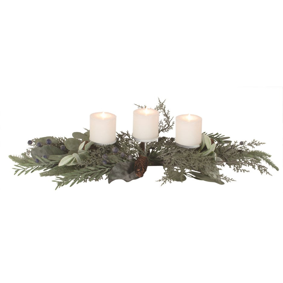 Evergreen + Blueberry Candle Centrepiece