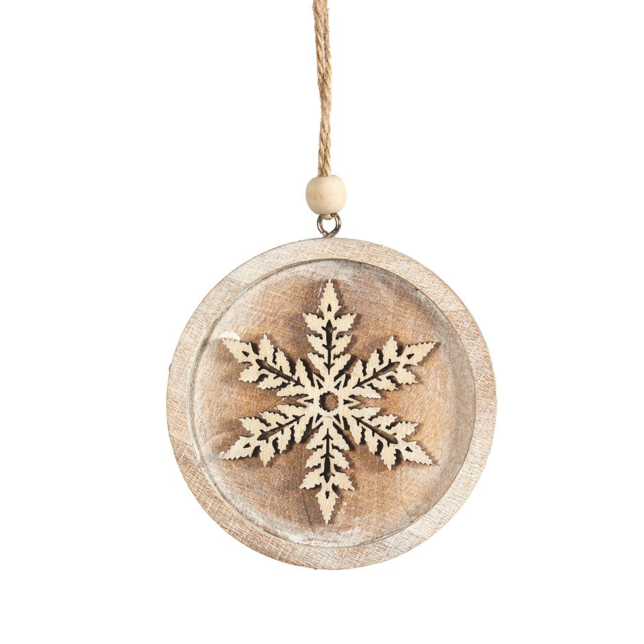 Wood Disc Snowflake Ornament