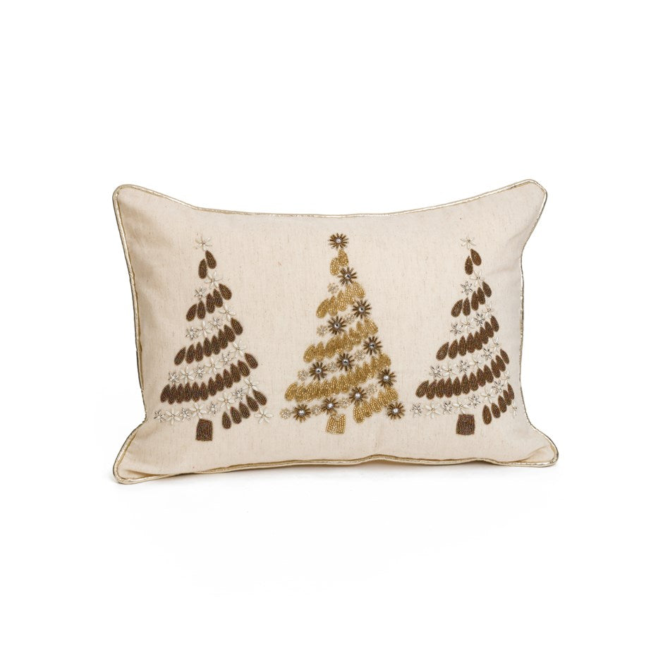 Beaded Christmas Tree Lumbar Pillow