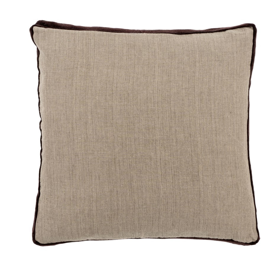 Velvet Trim Pillow-Chocolate