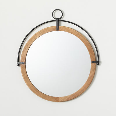 Black + Wood Wall Mirror