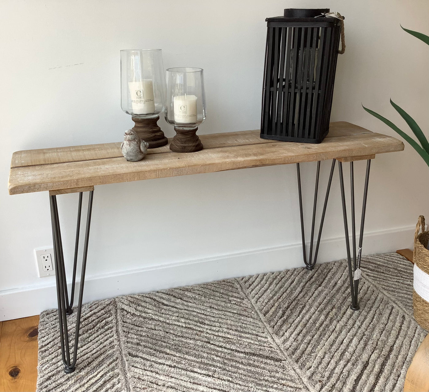 Wood and Metal Console Table-Small