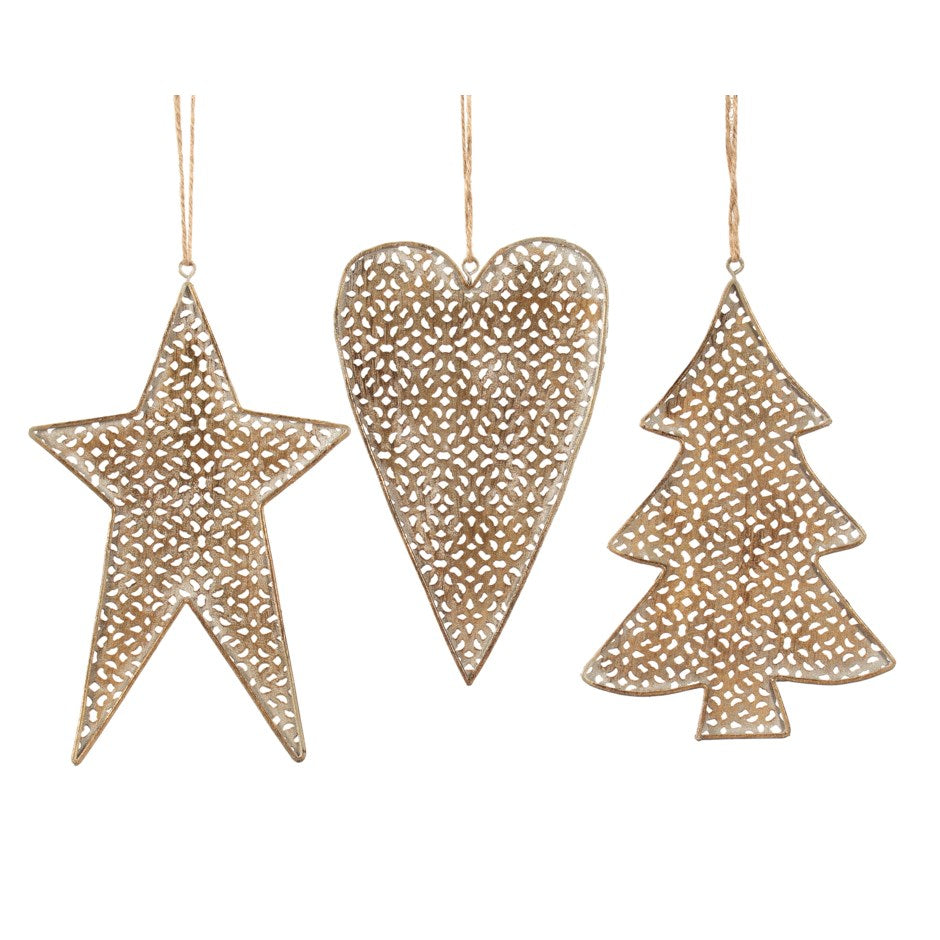 Punched Metal Rustic Gold Ornament