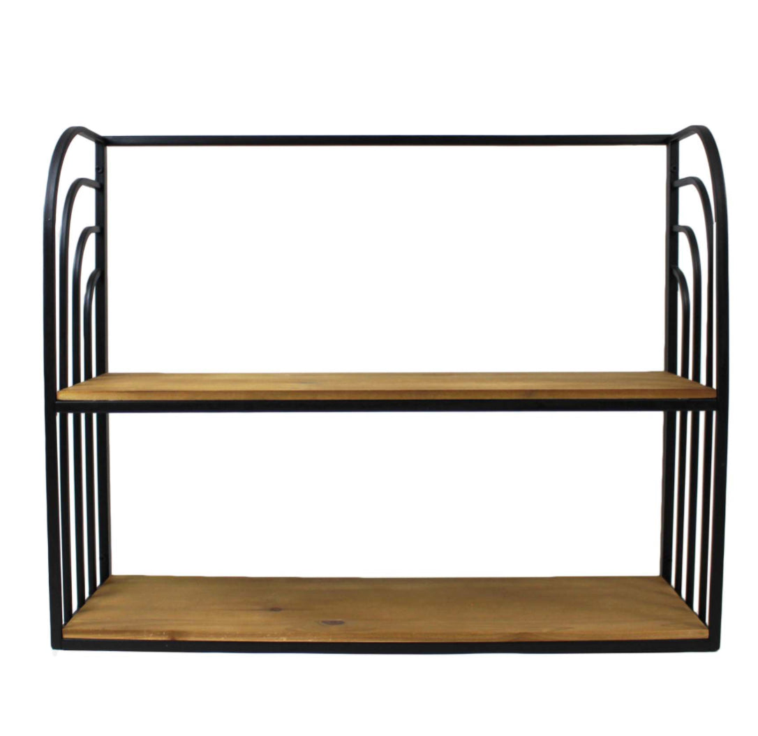 Arch Two Tier Wood + Metal Shelf