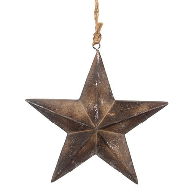 Dark Brown Wood Star Ornament 5-Point