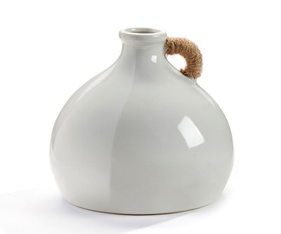 White Vase w/Jute Rope Handle