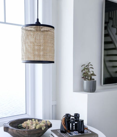 Rattan + Metal Hanging Pendant Lamp