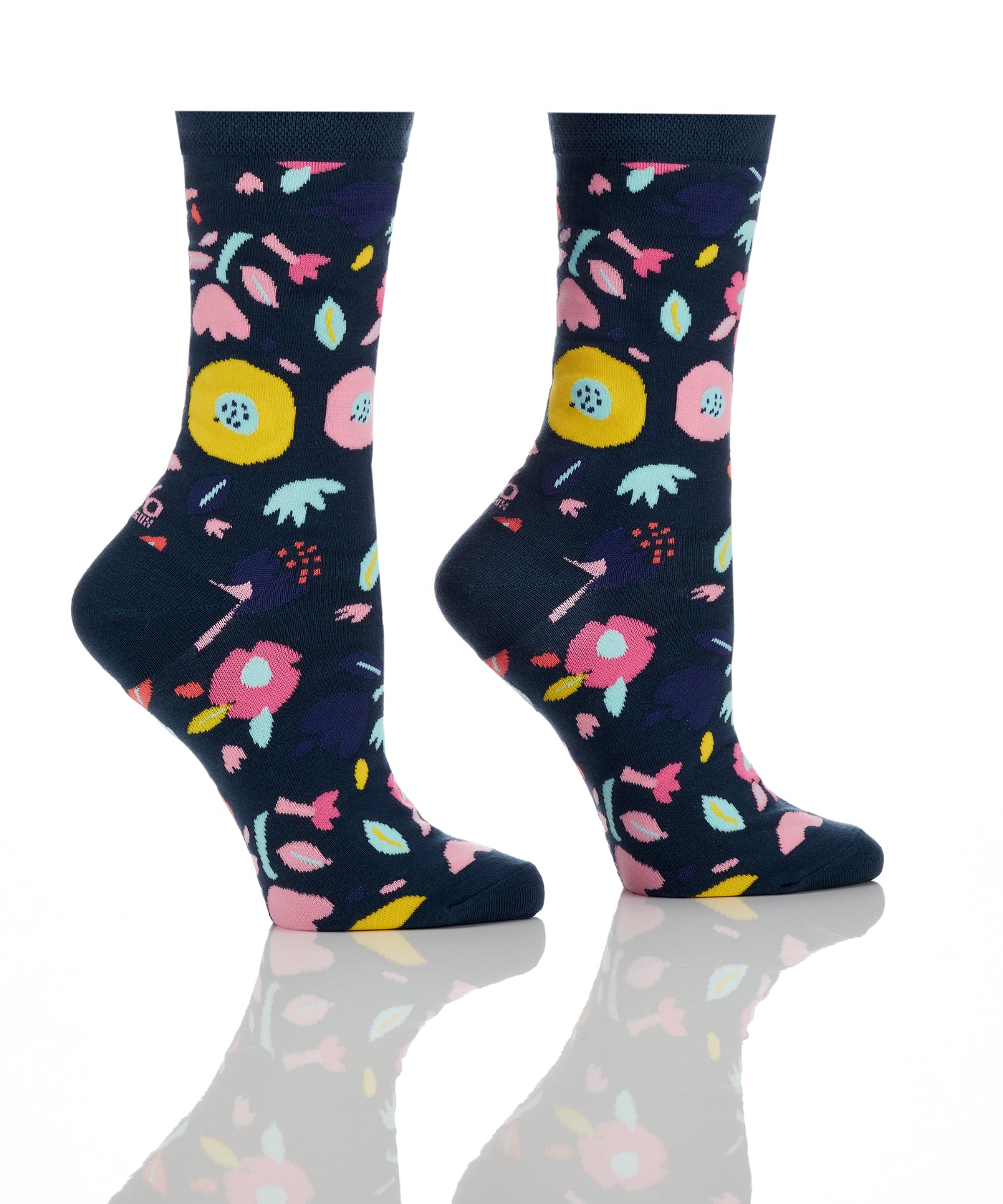 Women’s Crew Socks-Abstract Floral Blue