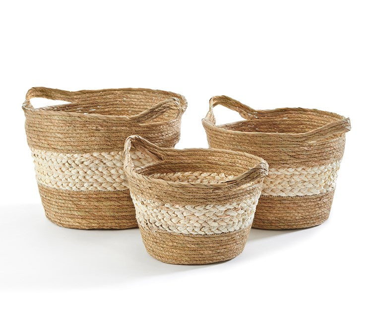 Natural Grass Stripe Basket