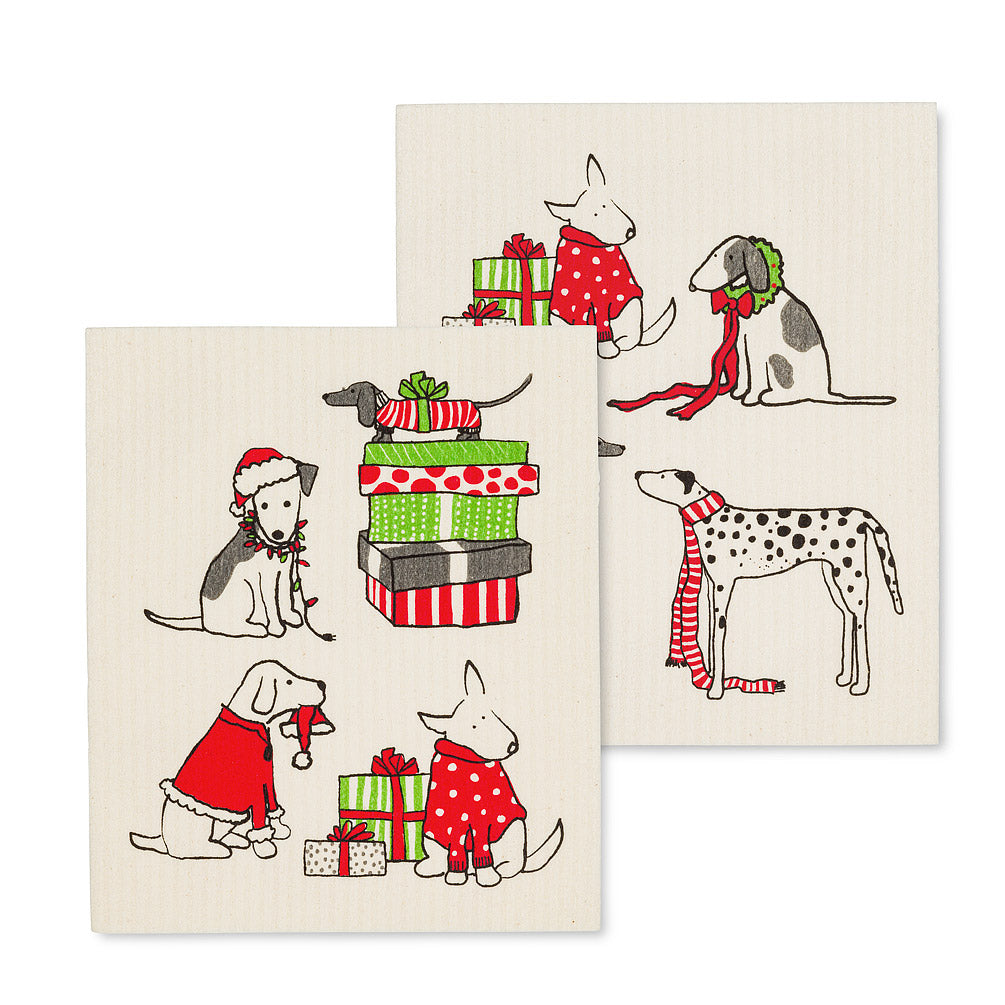 Swedish Dishcloths Holiday Dogs Set of 2