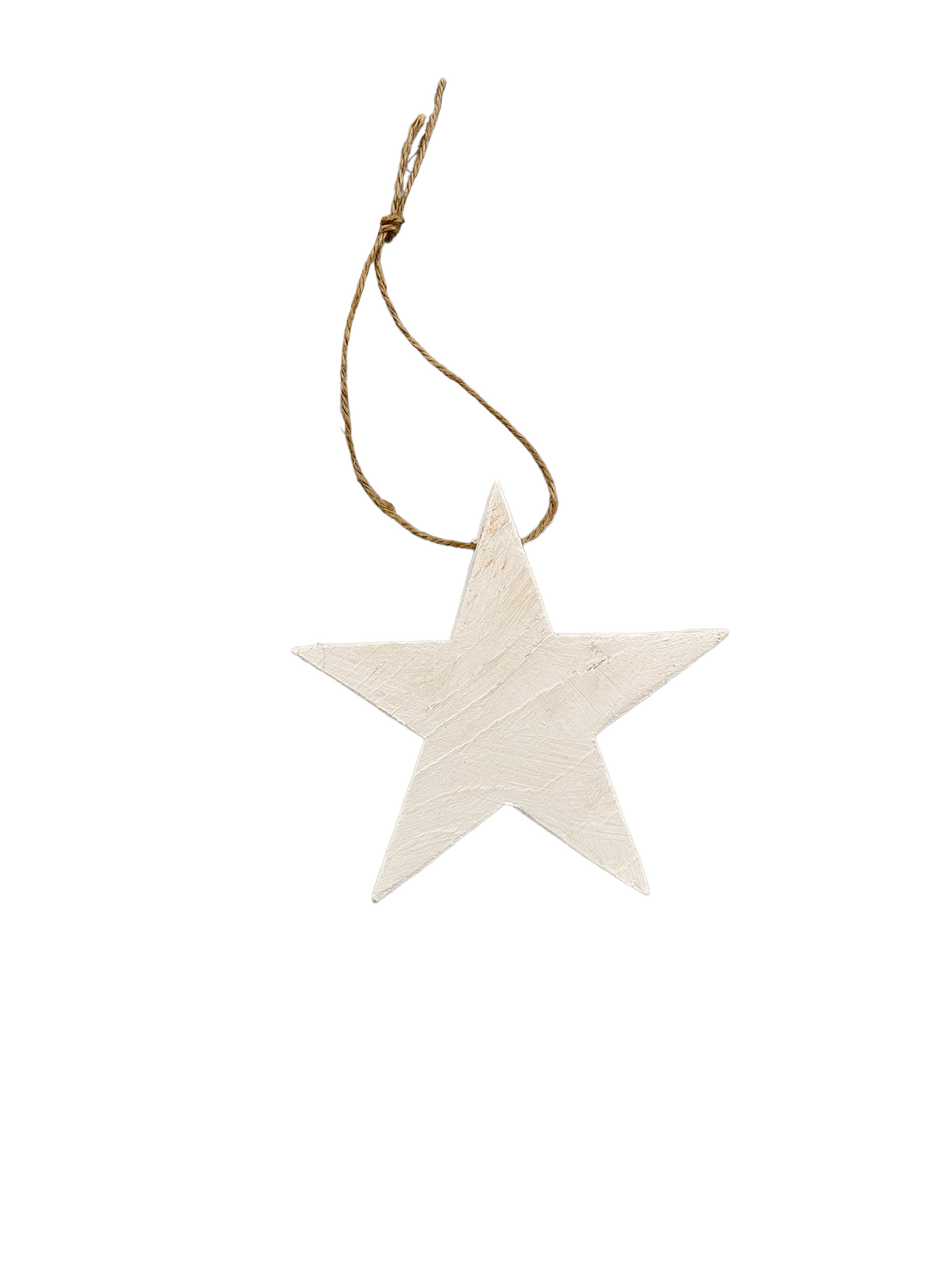 Wood White Star Ornament