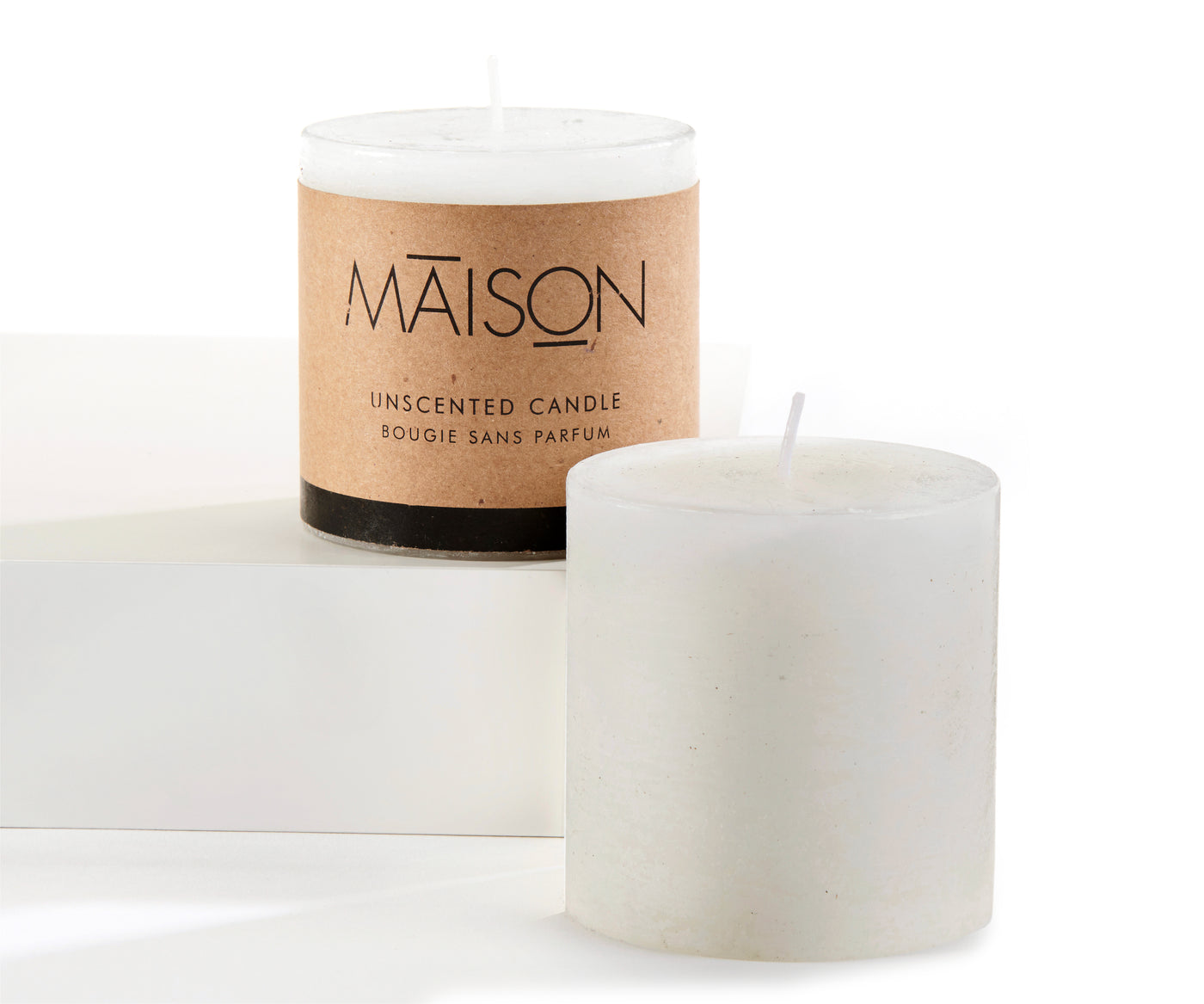 3x3 Rustic Unscented Pillar Candle-White