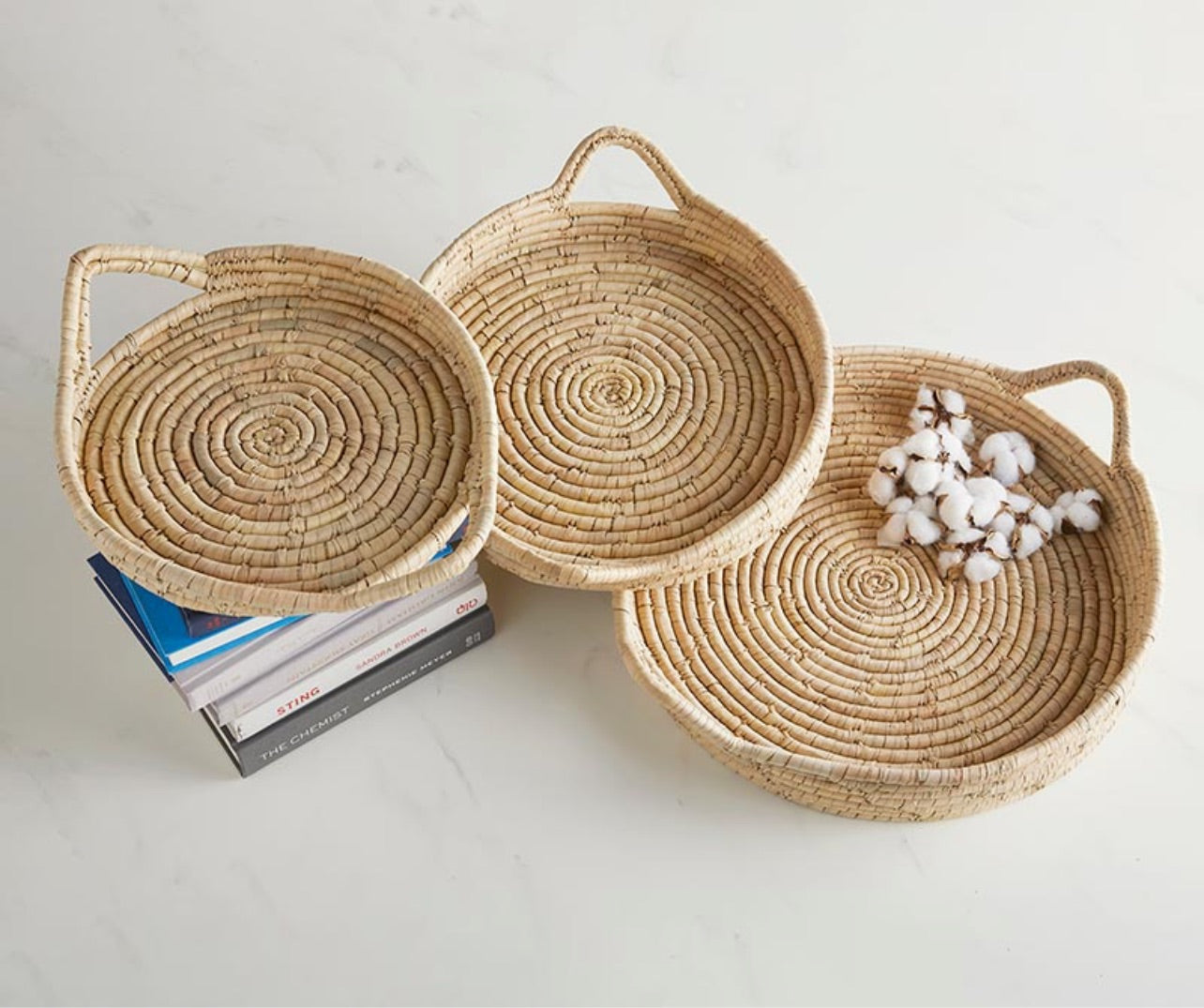 Seagrass Tray Basket with Handles