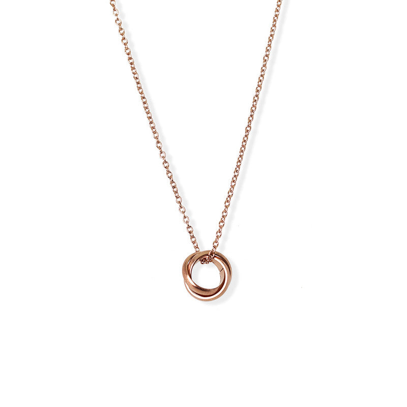 Triple Ring Necklace-Rosegold