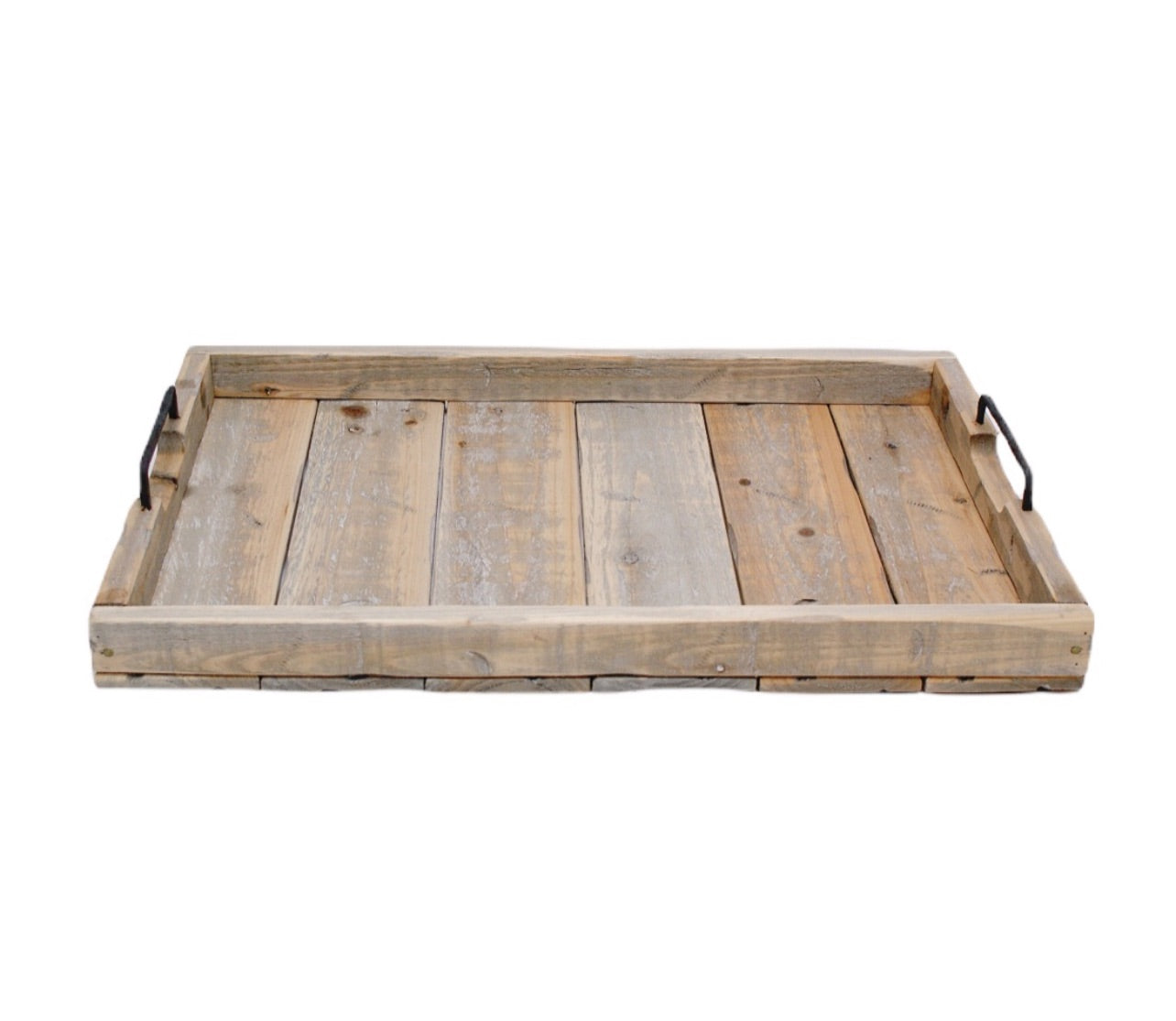 Large Rectangular Wood Serving Tray with Handles