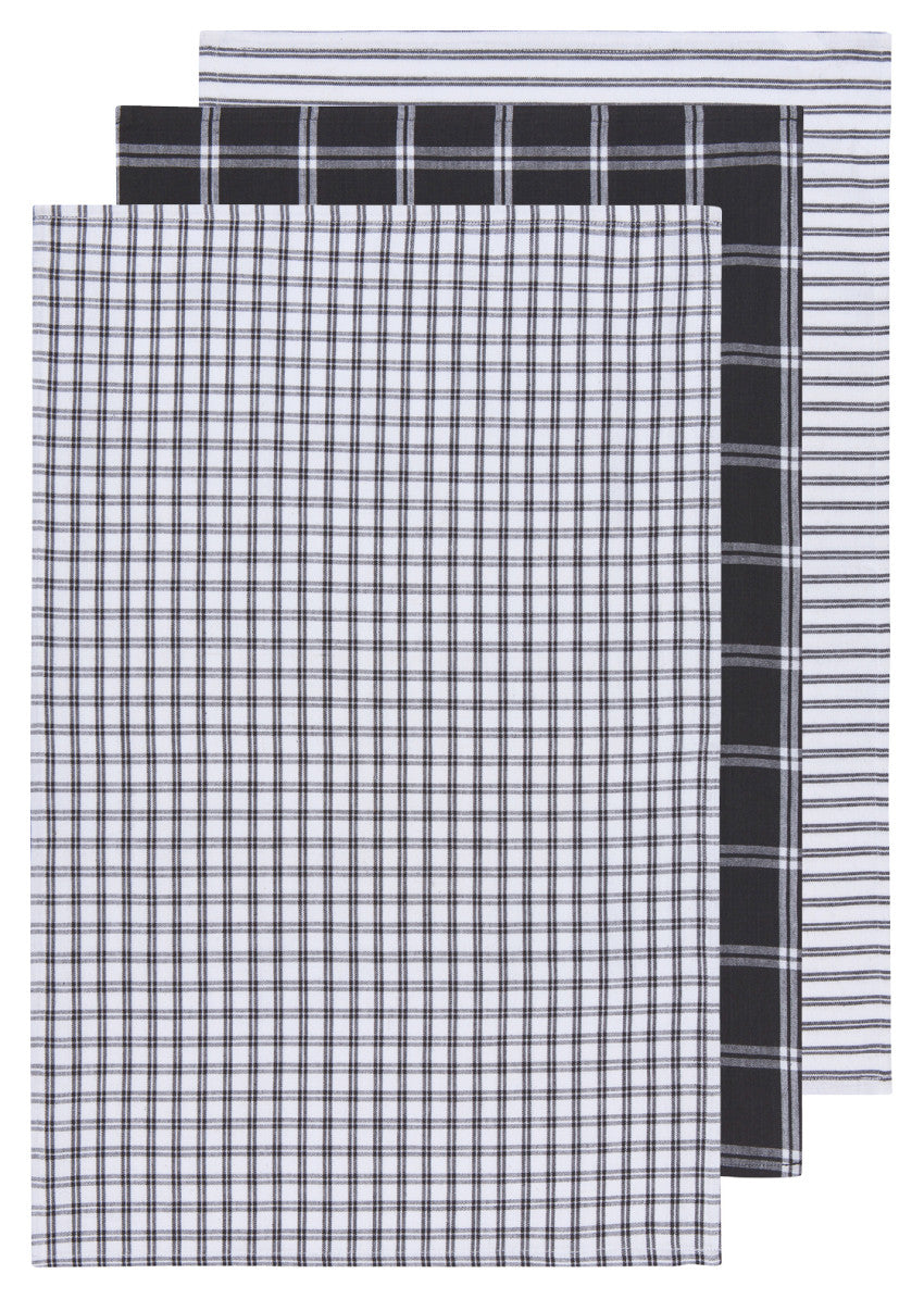 Tic Tac Toe Dishtowel Set of 3 Black/White
