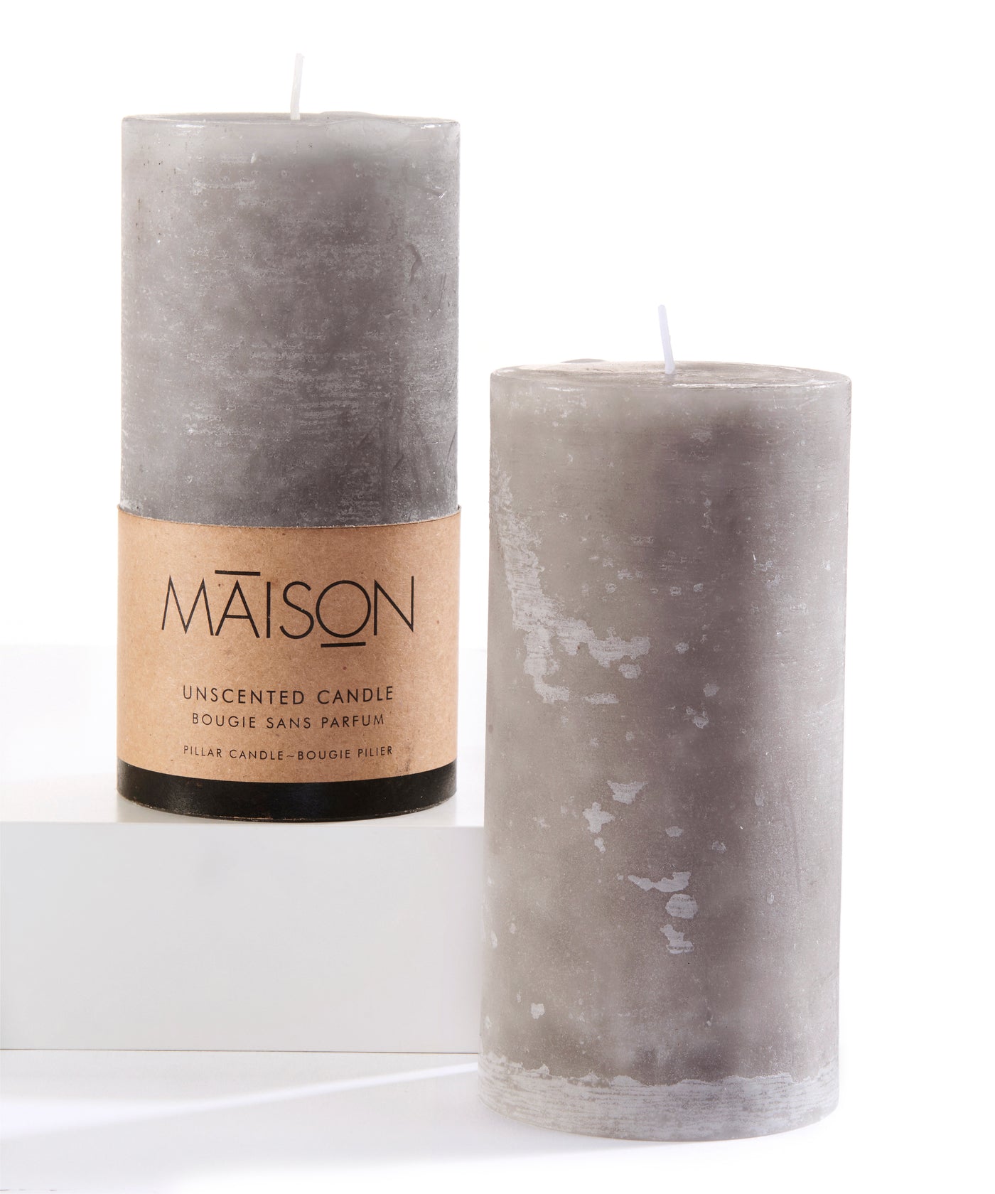 3x6 Rustic Unscented Pillar Candle-Grey