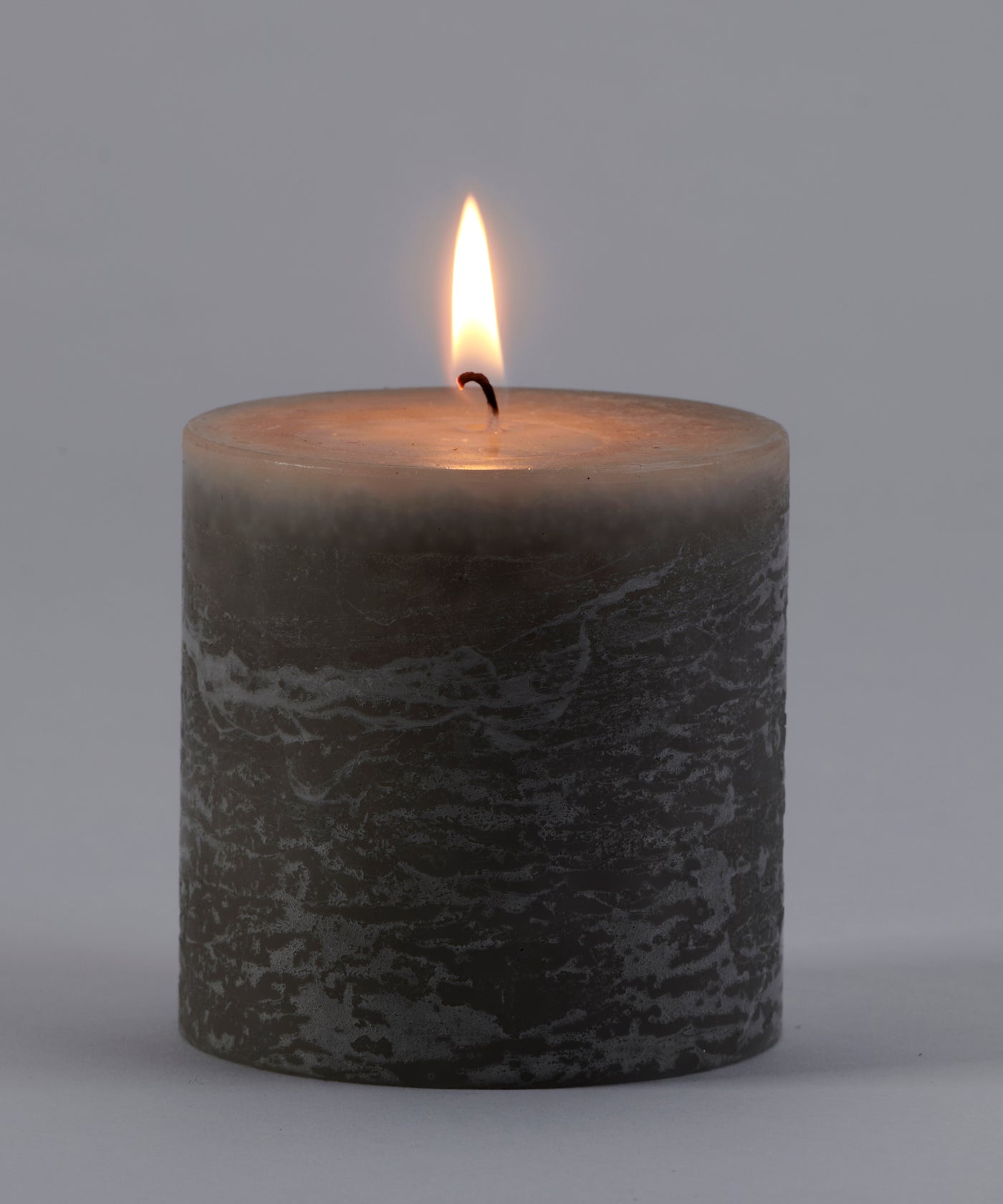 3x3 Rustic Unscented Pillar Candle-Grey