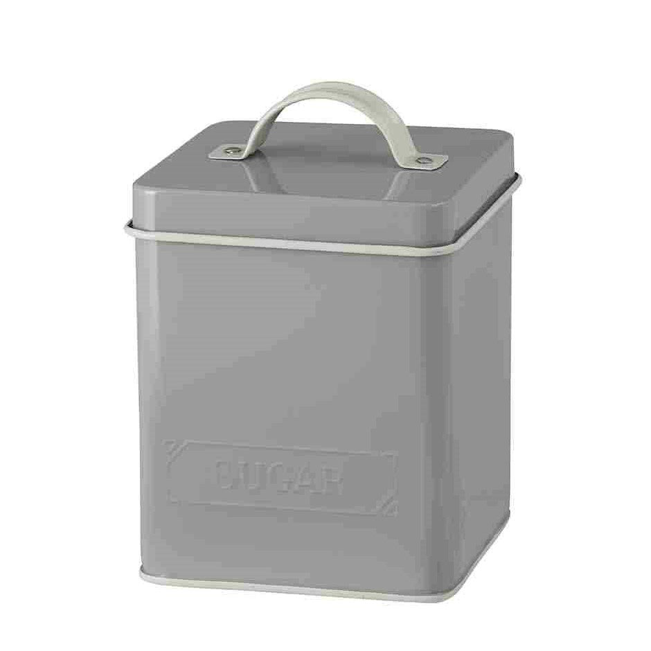 Grey Embossed Sugar Canister w/Lid