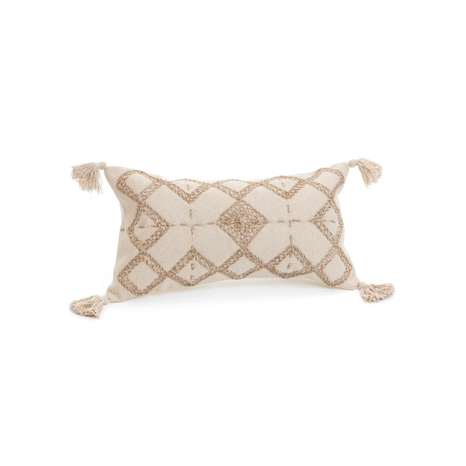Geometric Embroidered Lumbar Cushion