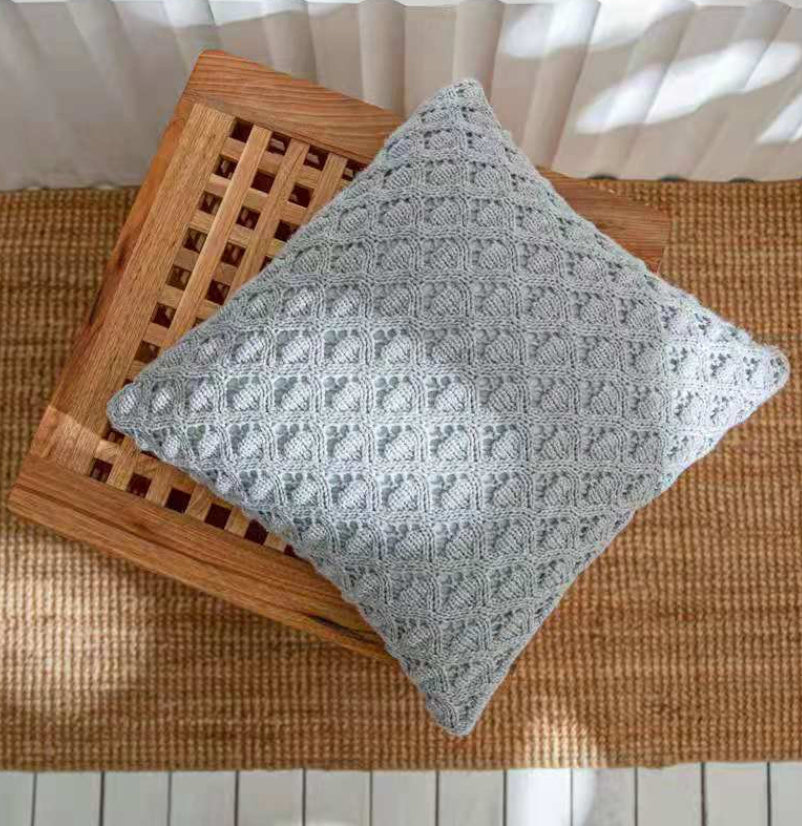 Tricot Diamond Knit Grey Cushion