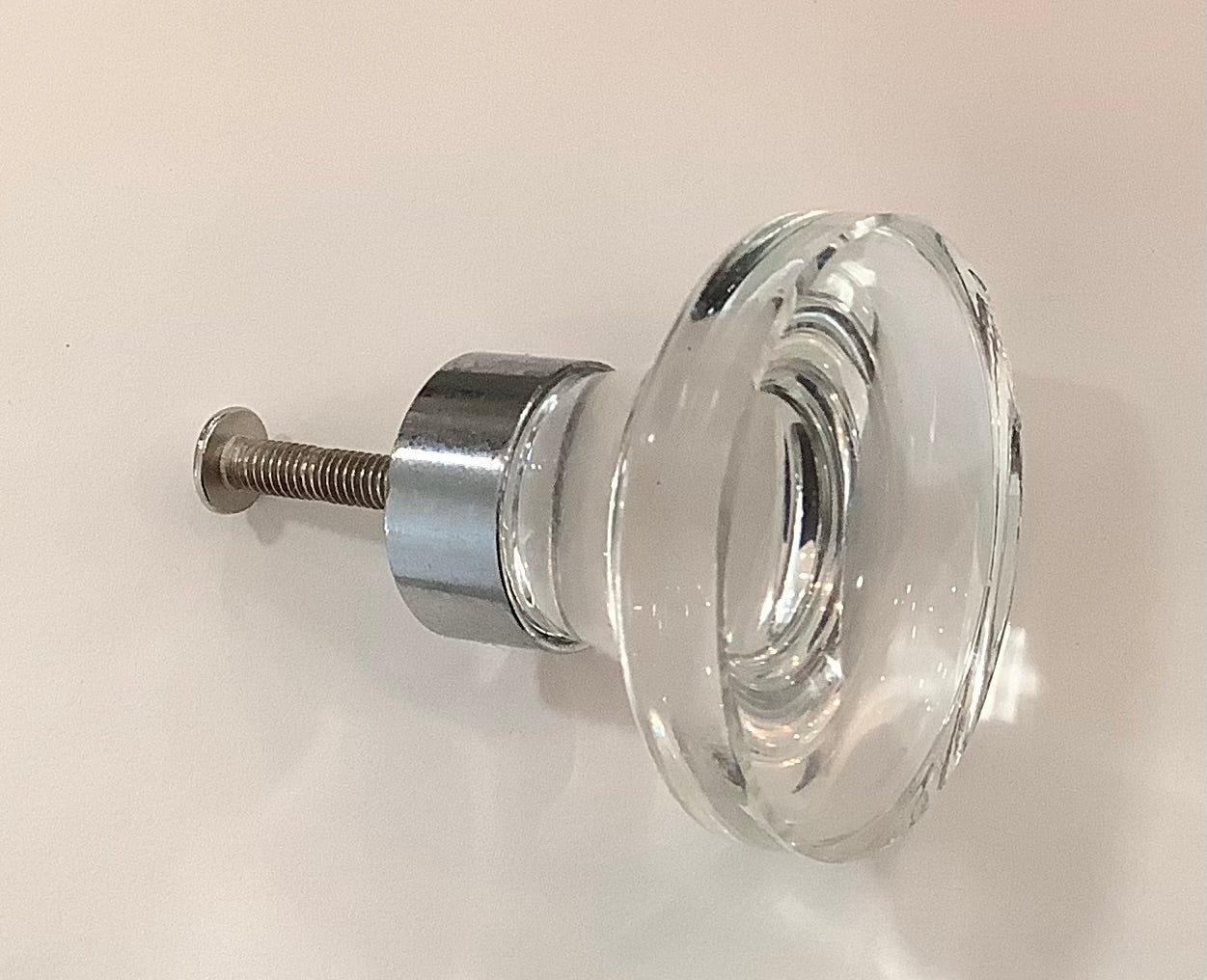 Large Round Flat Clear Drawer Pull-Knob
