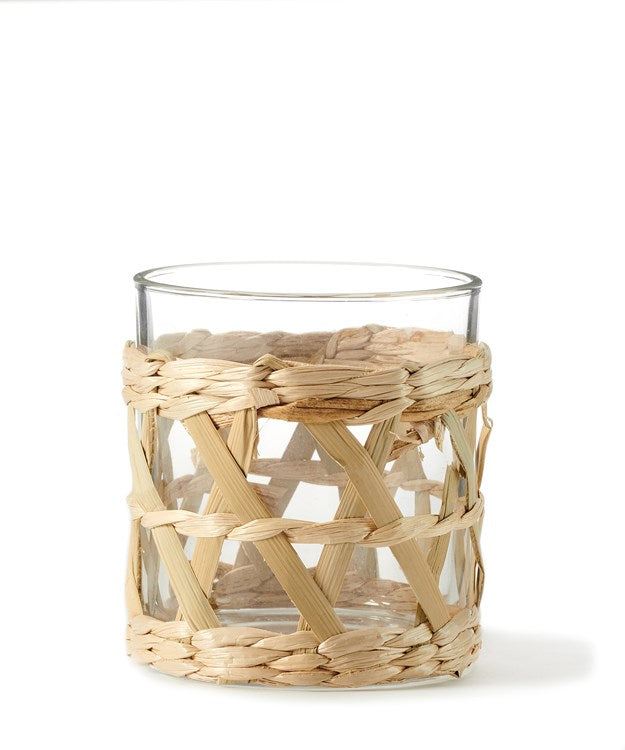 Straw + Glass Candle Holder