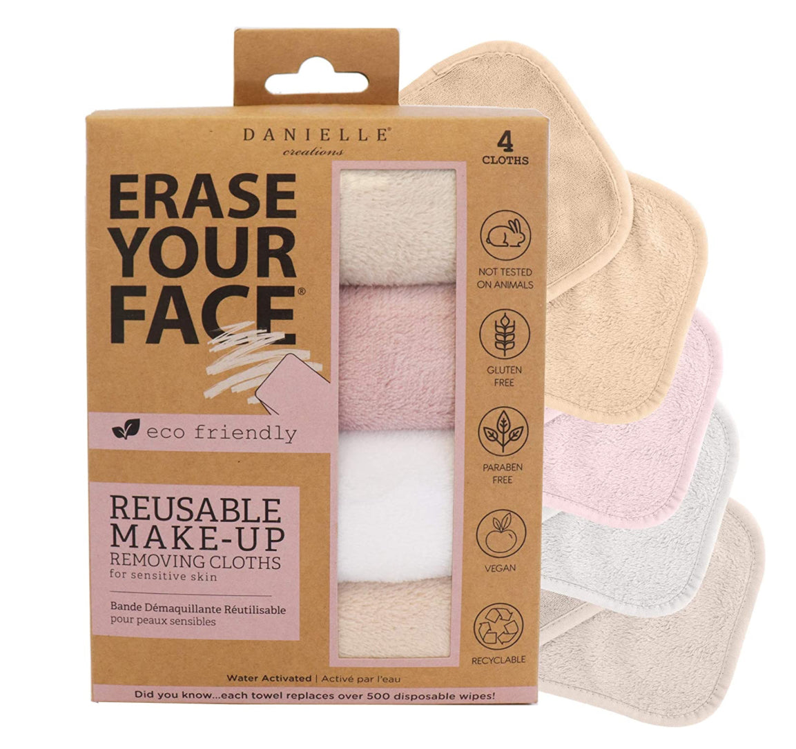 Erase Your Face 4 Pack Makeup Removing Cloths-Multi