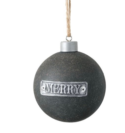 Merry Tin Ball Ornament