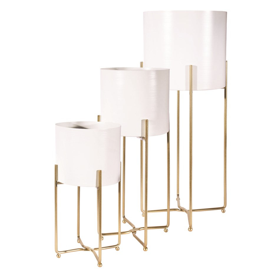White + Gold Plant Stand