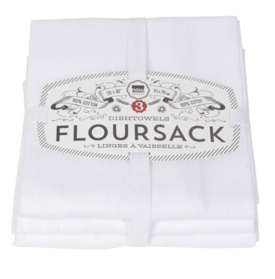 White FlourSack Tea Towel Set/3