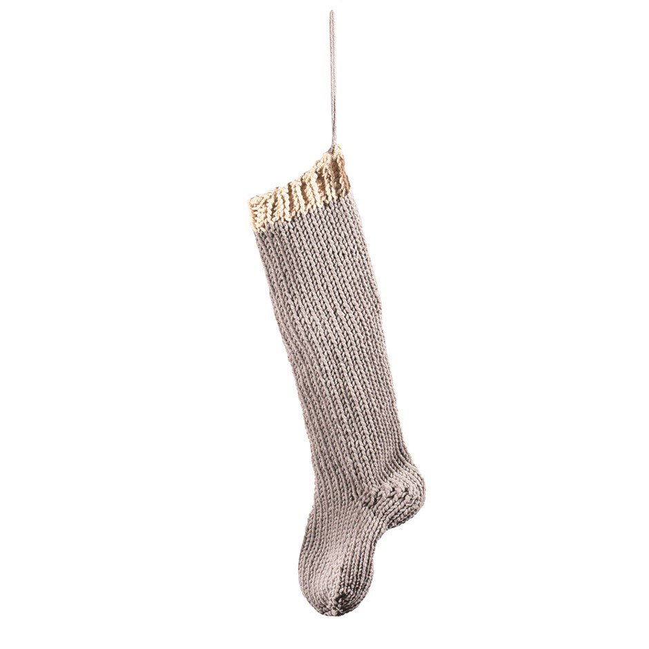 Grey with Cream Knit Stocking