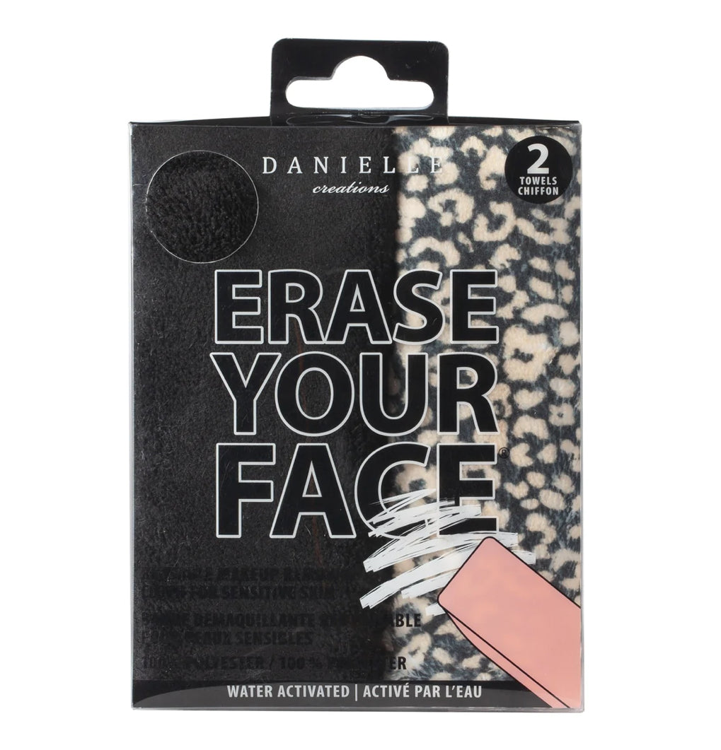 Erase Your Face 2 Pack Makeup Removing Cloths-Black/Leopard