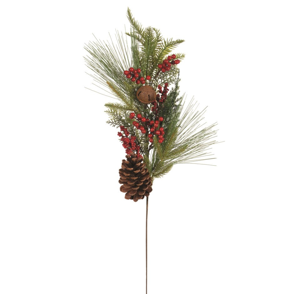 Red Berries, Rusted Bell + Pinecone Spray